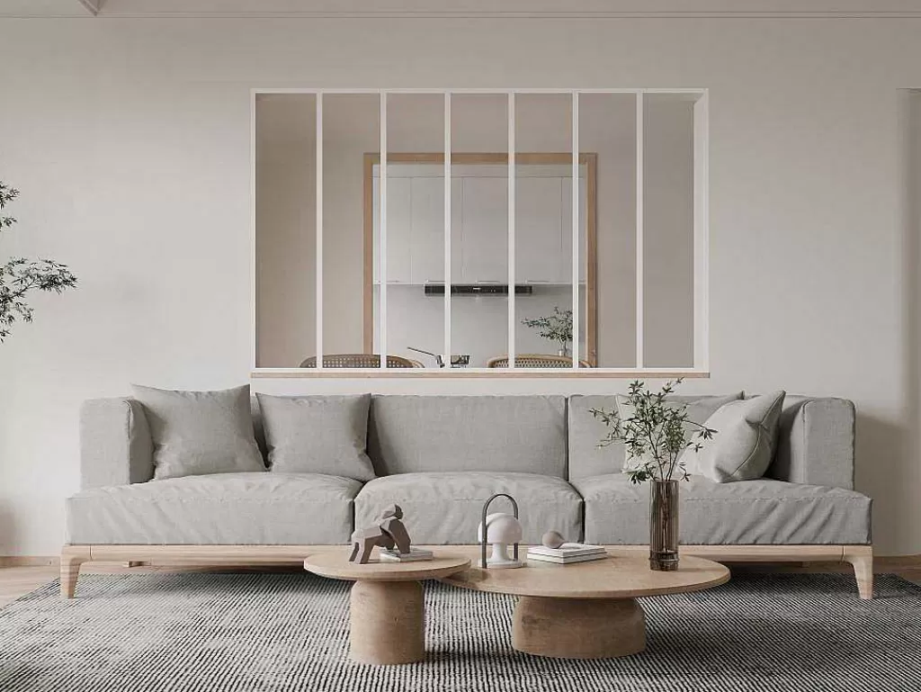 Divisória De Ambiente*Vente-unique Divisória De Vidro Para Atelier Em Aluminio Termolacado 210X130 Cm Branco - Bayview