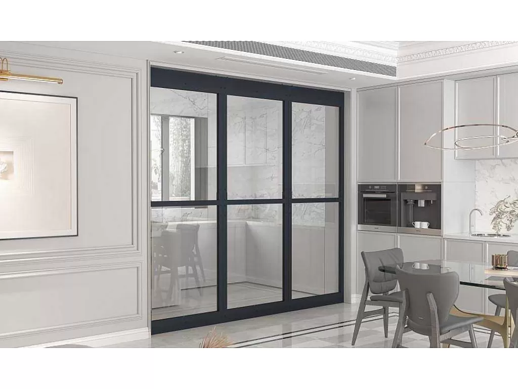 Divisória De Interior*Vente-unique Divisória Envidracada Em Aluminio L88 X A245 Cm Antracite - Altura Ajustavel - Sagar