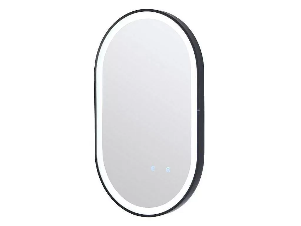 Acessórios De Casa De Banho*OZAIA Espelho De Casa De Banho Luminoso Oval Antienvaciamento Com Contorno Preto 50X80 Cm - Alarico