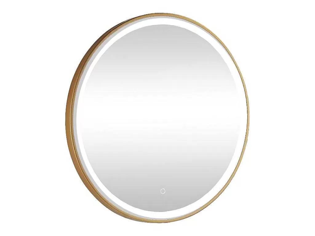 Acessórios De Casa De Banho*OZAIA Espelho De Casa De Banho Luminoso Redondo Dourado Com Leds D80 Cm - Numea