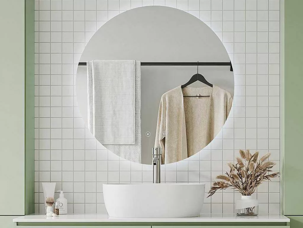 Acessórios De Casa De Banho*OZAIA Espelho De Casa De Banho Oval Sem Moldura Antiembaciamento Com Leds, D90 Cm - Romula