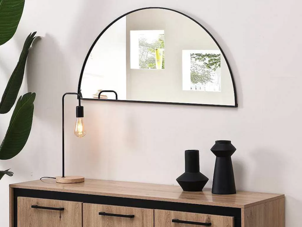 Espelhos*OZAIA Espelho Semicirculo Design Em Metal C50 X A100 Cm Preto - Gavra