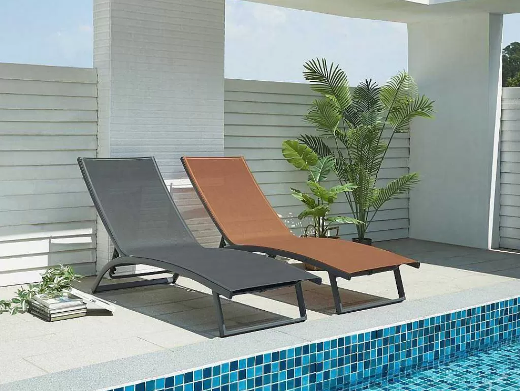 Espreguiçadeira*MYLIA Espreguiçadeira Com Varias Posicoes Aluminio E Têxtileno Antracite - Saranda De