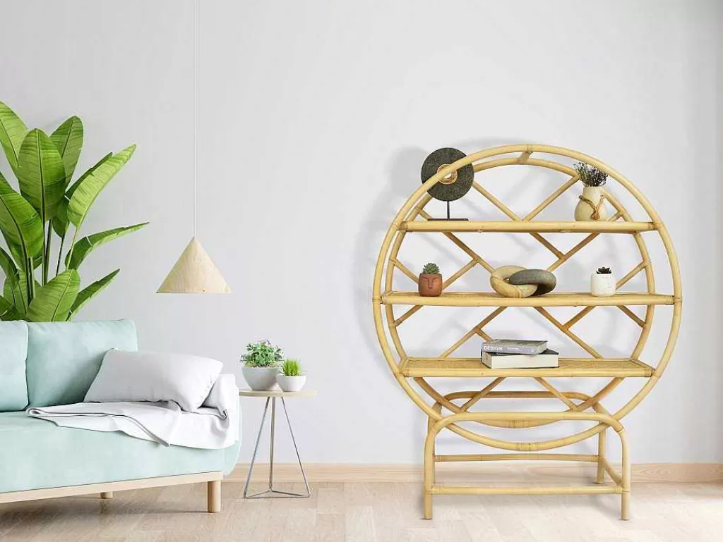 Biblioteca, Vitrina, Estante*Vente-unique Estante Com 3 Prateleiras Em Rotim E Bambu Cor Natural - Setha