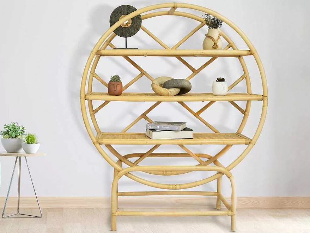 Biblioteca, Vitrina, Estante*Vente-unique Estante Com 3 Prateleiras Em Rotim E Bambu Cor Natural - Setha