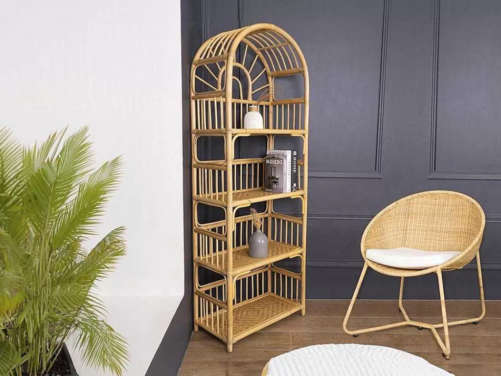 Biblioteca, Vitrina, Estante*Vente-unique Estante Com 4 Prateleiras Em Rotim Cor Natural - Irisou
