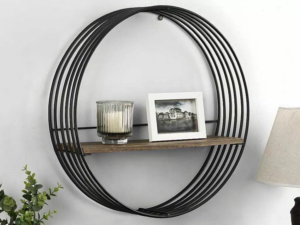 Biblioteca, Vitrina, Estante*Vente-unique Estante De Parede Com 1 Prateleira Mdf E Metal C50 X L13 X A50 Cm Cor Preta - Moha