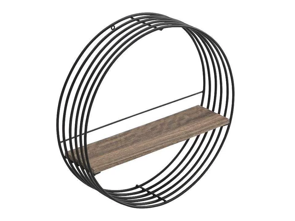 Biblioteca, Vitrina, Estante*Vente-unique Estante De Parede Com 1 Prateleira Mdf E Metal C50 X L13 X A50 Cm Cor Preta - Moha
