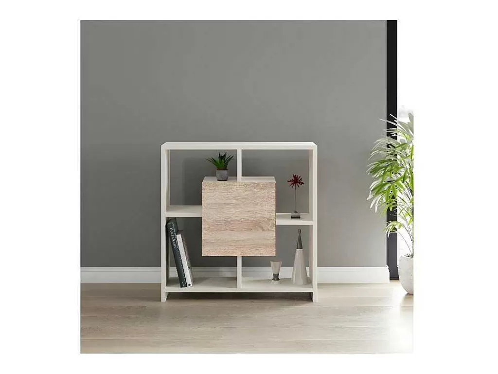 Promoções Sala*EPIKASA Estante Sider, Branco, Sonoma, 80X30X80 Cm,