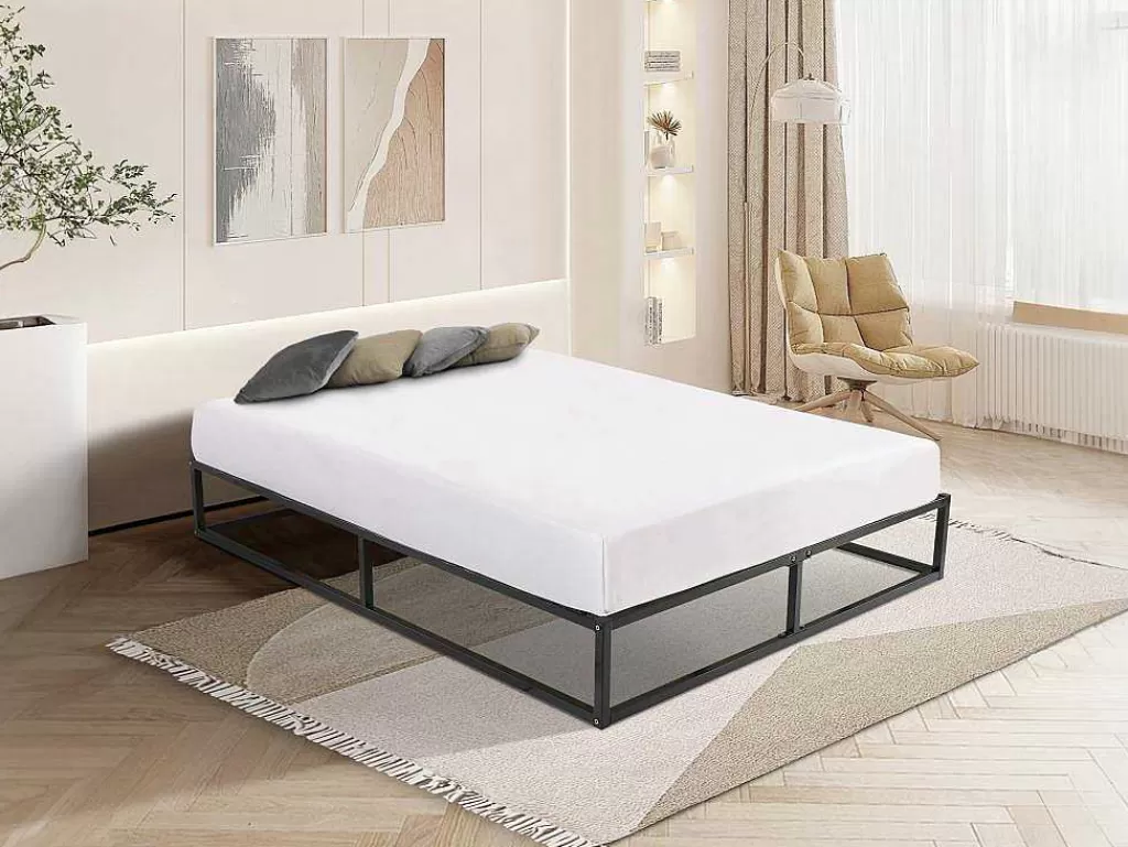 Sommier*Ysmée Estrado Com Estrutura De Ripas Em Metal 140X190 Cm, 2X19 Ripas Preto - Rammus Da Ysmee