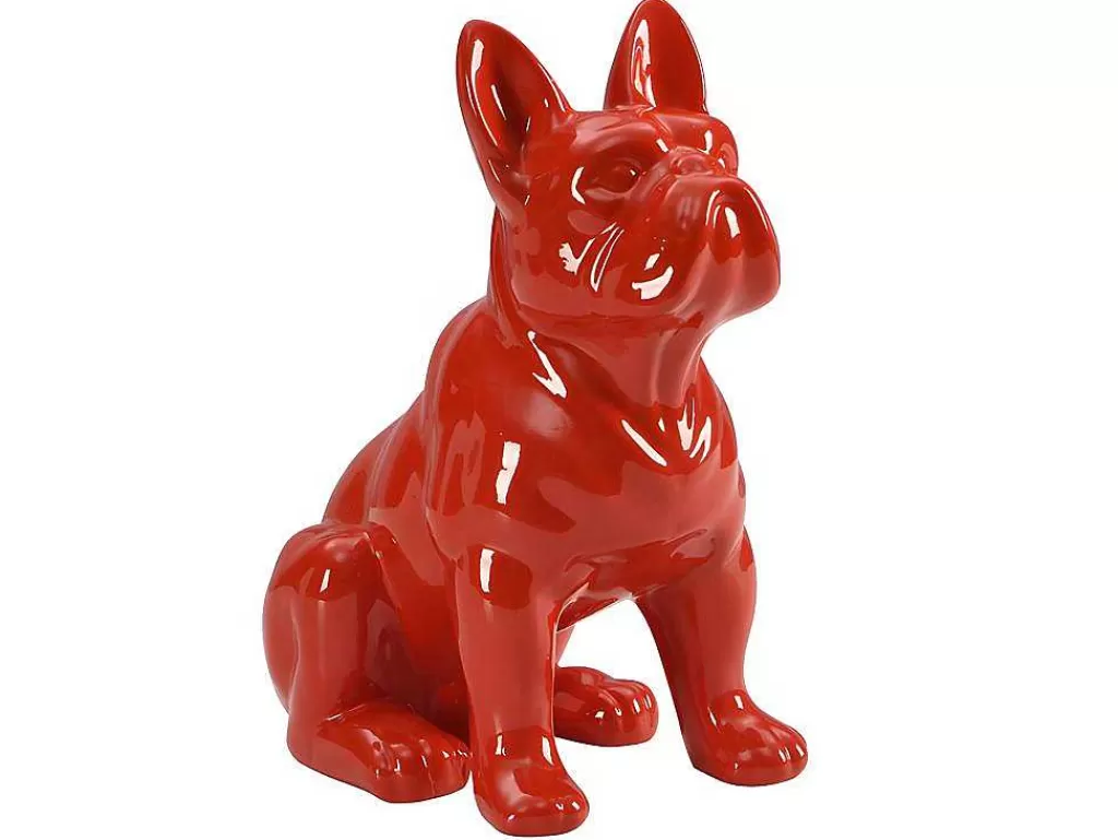 Estátua*OZAIA Estátua De Buldogue Em Resina De C. 27 X L. 16 X A. 32 Cm Cor Vermelho - Doggo