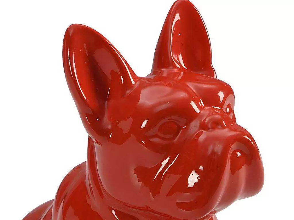Estátua*OZAIA Estátua De Buldogue Em Resina De C. 27 X L. 16 X A. 32 Cm Cor Vermelho - Doggo