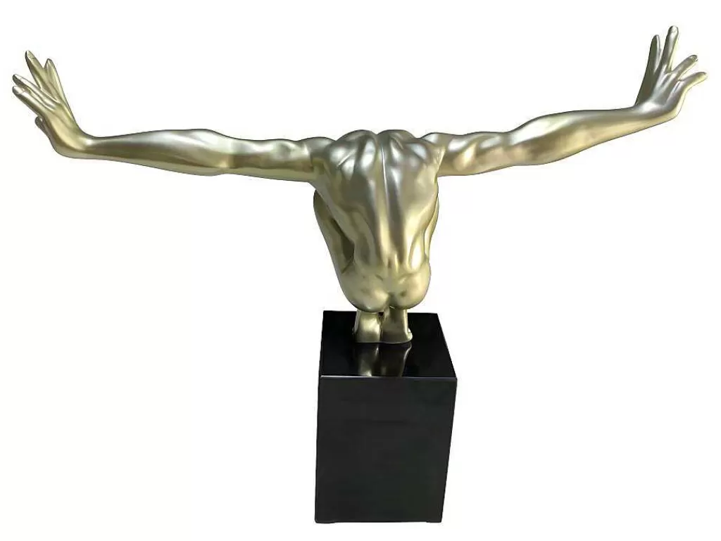 Estátua*OZAIA Estátua Decorativa C73 X A57 Cm Em Resina Dourada - Soledad Ii