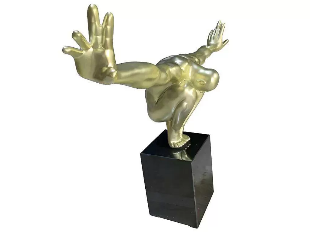 Estátua*OZAIA Estátua Decorativa C73 X A57 Cm Em Resina Dourada - Soledad Ii