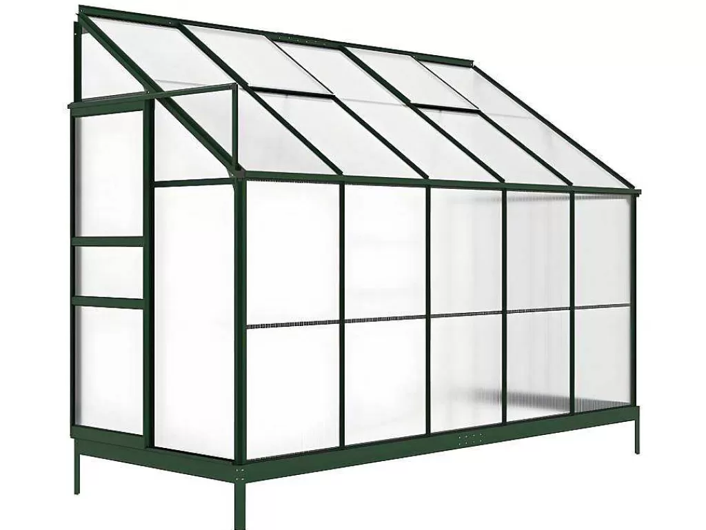 Estufas De Jardim*EXPERTLAND Estufa De Jardim Com Apoio De Parede Em Policarbonato De 3.7 M Calice Ii Com Base - Verde