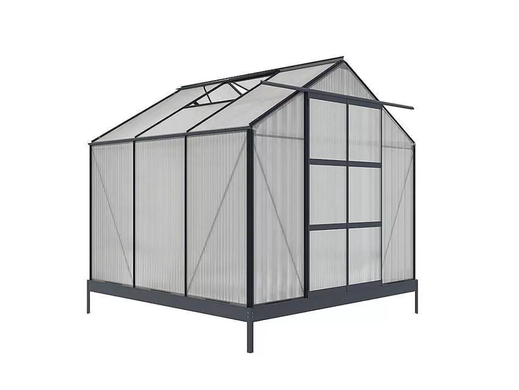 Estufas De Jardim*EXPERTLAND Estufa Em Policarbonato De 5,9 M Com Base - Antracite - Anissa