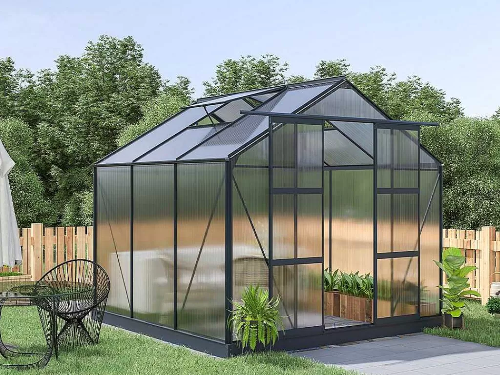 Estufas De Jardim*EXPERTLAND Estufa Em Policarbonato De 5,9 M Com Base - Antracite - Anissa