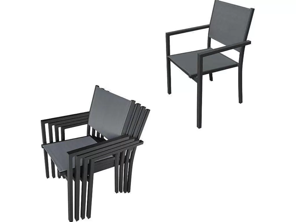 Conjunto Mesa E Cadeiras De Jardim*Happy Garden Firenze Conjunto De Moveis De Jardim Extensiveis Em Cinzento Têxtileno 8 Lugares - Antracite De Aluminio