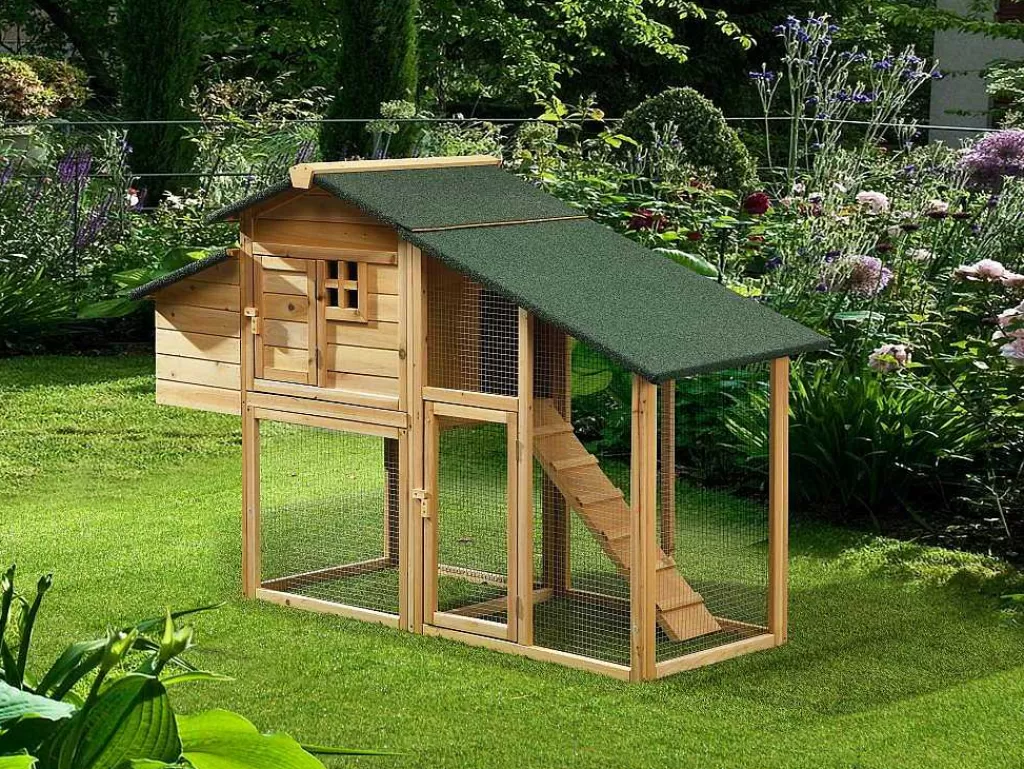 Acessórios Para Animais De Estimação*Vente-unique Galinheiro Em Madeira Com Cerca Para 4 Galinhas C. 173 X L. 64 X A. 108 Cm Natural - Levas
