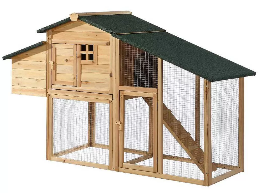 Acessórios Para Animais De Estimação*Vente-unique Galinheiro Em Madeira Com Cerca Para 4 Galinhas C. 173 X L. 64 X A. 108 Cm Natural - Levas