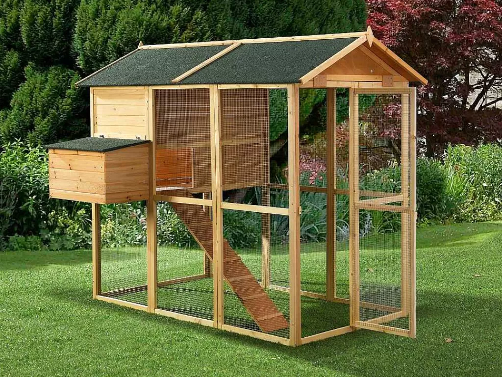 Acessórios Para Animais De Estimação*Vente-unique Galinheiro Em Madeira Com Cerca Para 8 Galinhas C. 201 X L. 142 X A. 171 Cm Natural - Gallus