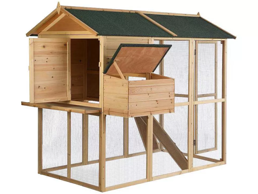 Acessórios Para Animais De Estimação*Vente-unique Galinheiro Em Madeira Com Cerca Para 8 Galinhas C. 201 X L. 142 X A. 171 Cm Natural - Gallus