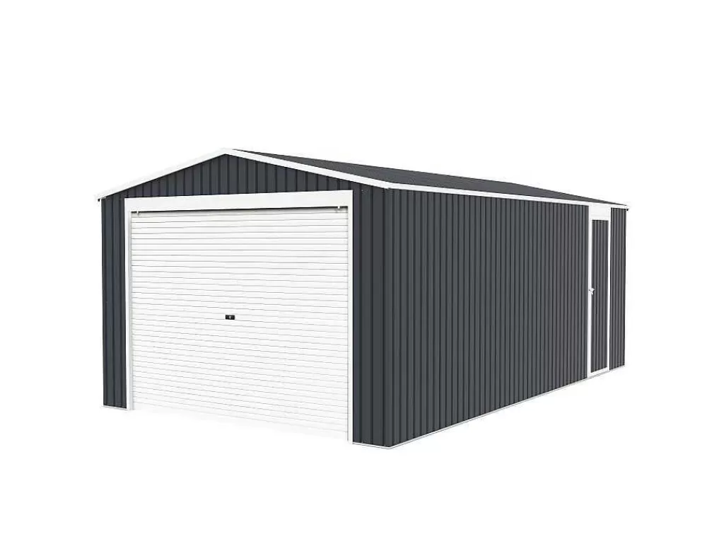 Garagem*EXPERTLAND Garagem Em Aco Galvanizado Com Porta De Enrolar Cinza 19,5 M - Octou