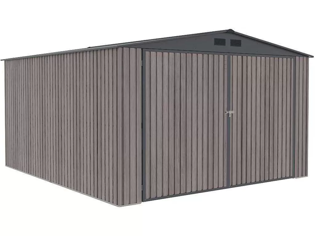 Garagem*EXPERTLAND Garagem Em Aco Galvanizado Efeito Madeira Cinzenta 15,1 M - Neron