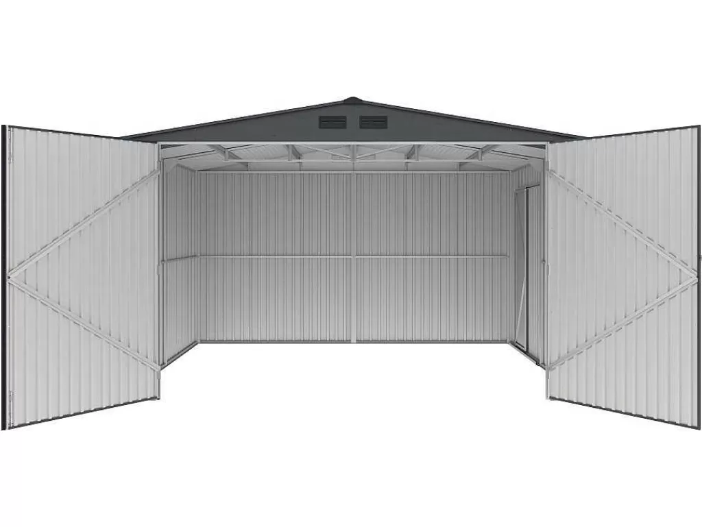 Garagem*EXPERTLAND Garagem Em Aco Galvanizado Efeito Madeira Cinzenta 15,1 M - Neron