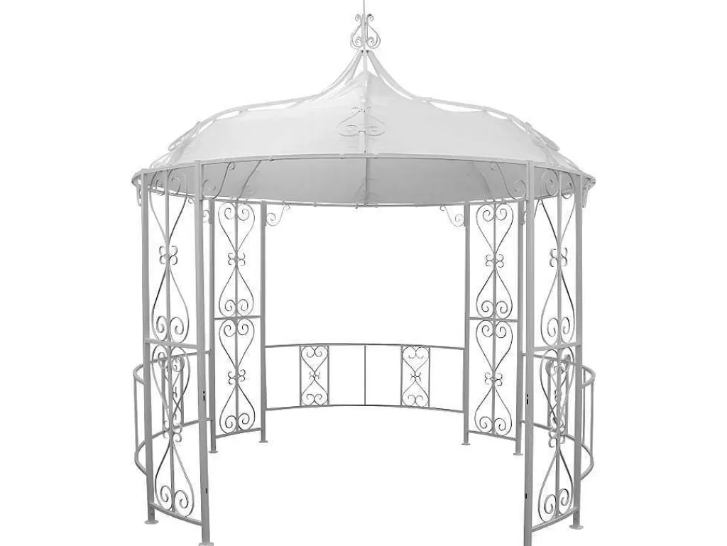 Pérgola, Coreto, Quiosque*EXPERTLAND Gazebo De Jardim Em Metal Estilo Ferro Forjado D300 X A290 Cm Branco - Tilcara