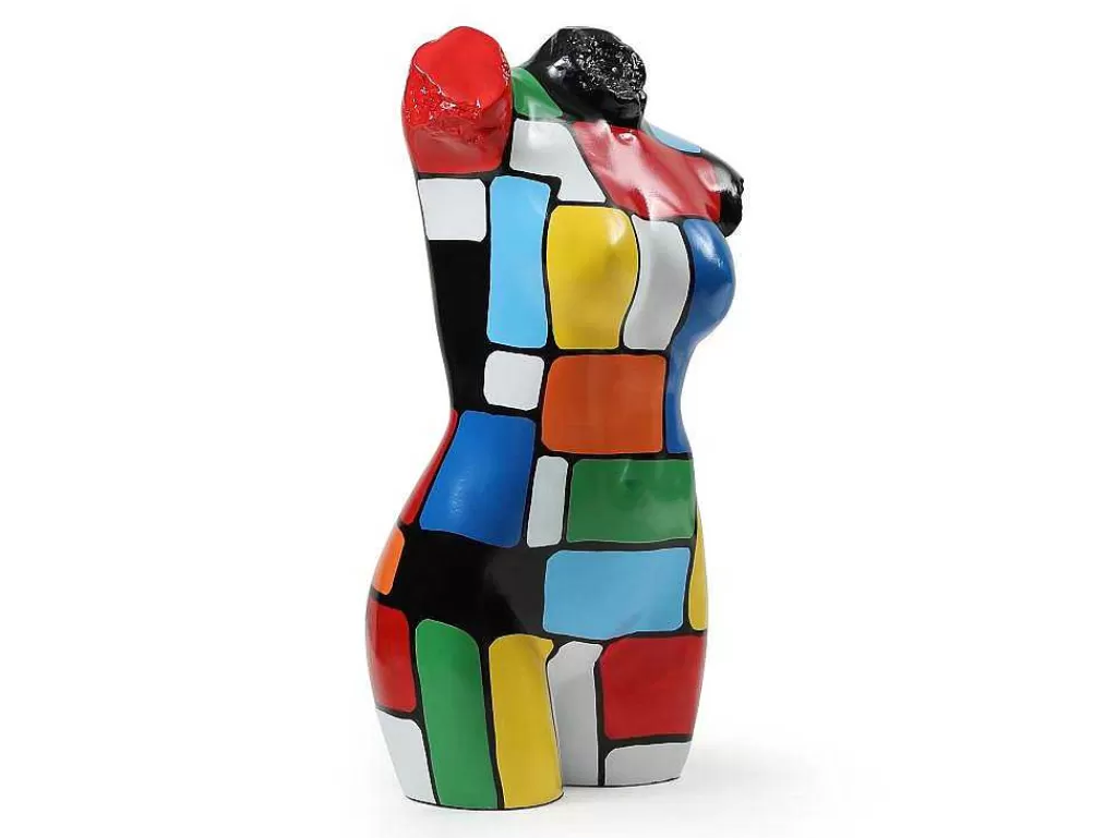 Estátua*OZAIA Grande Estátua Busto Em Resina C26 X L17 X A48 Cm Multicolor - Taviano