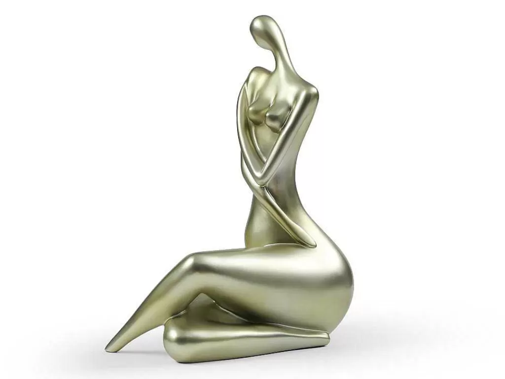 Estátua*OZAIA Grande Estátua De Mulher Em Resina C39 X L30 X A56 Cm Dourado - Lonisia
