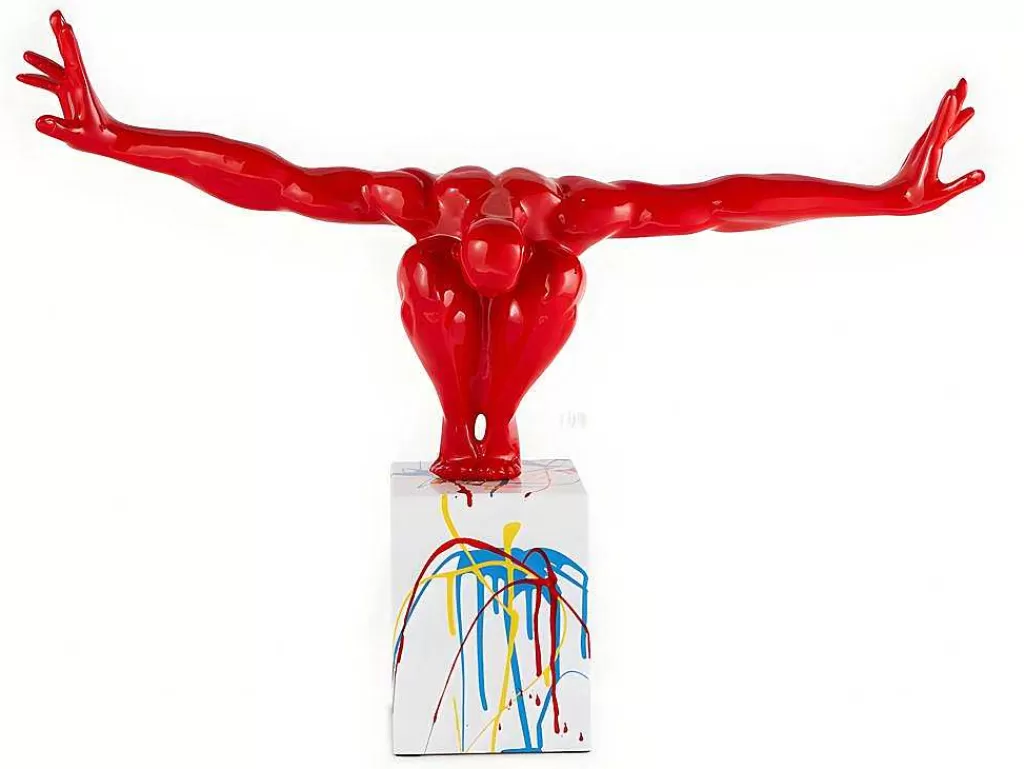 Estátua*OZAIA Grande Estátua Soledad Ii Em Resina - Comp.73 X Alt.57 Cm - Vermelho