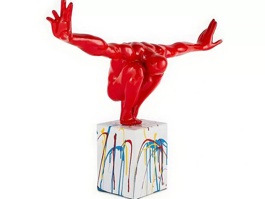 Estátua*OZAIA Grande Estátua Soledad Ii Em Resina - Comp.73 X Alt.57 Cm - Vermelho