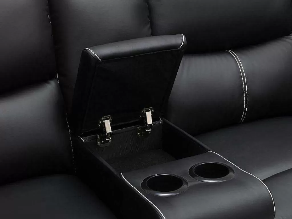 Sofá De Relaxamento Manual*Vente-unique Grande Sofá De Canto Articulado Em Pele Sintética Preto - Canby