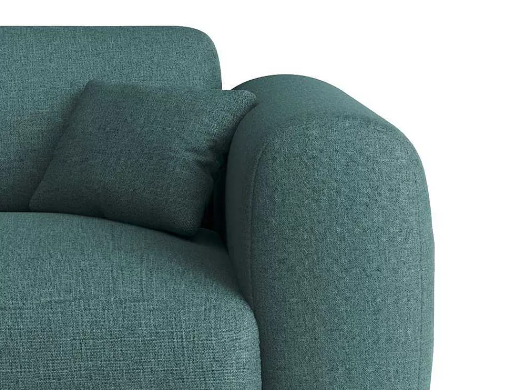 Promoções Sofás & Poltronas*Maison Céphy Grande Sofá De Canto Esquerdo Em Tecido Azul Matizado - Pogni