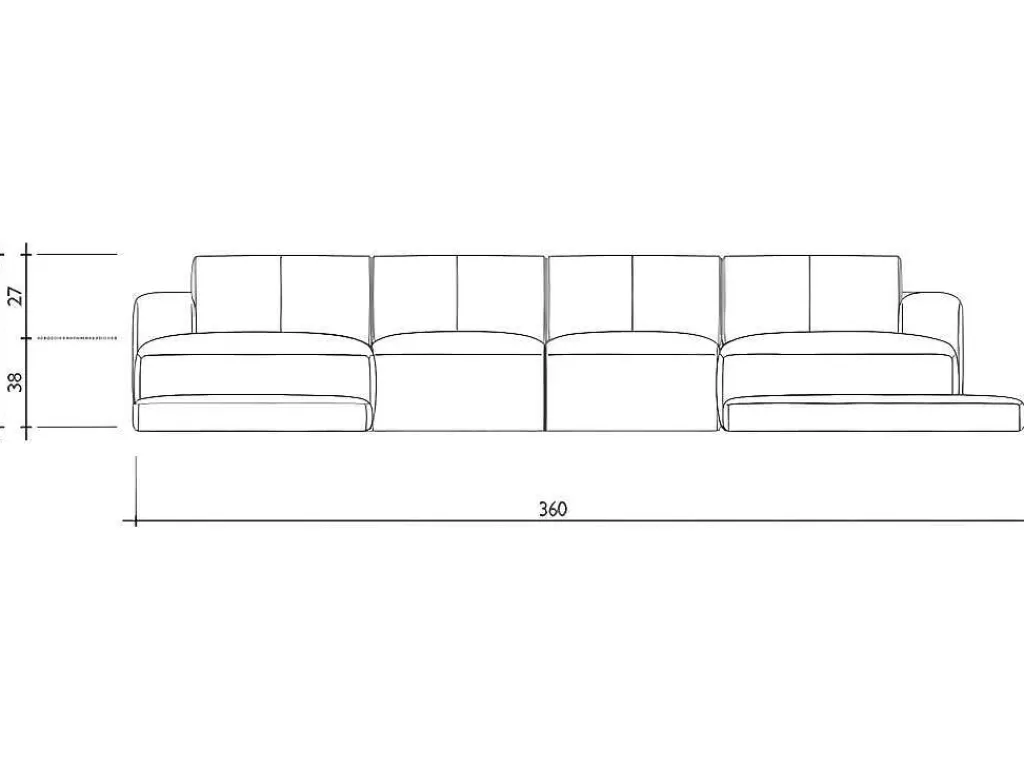 Sofá*Vente-unique Grande Sofá Panorâmico 7 Lugares Em Pele Sintética Duas Cores: Cinzento E Branco - Scosy