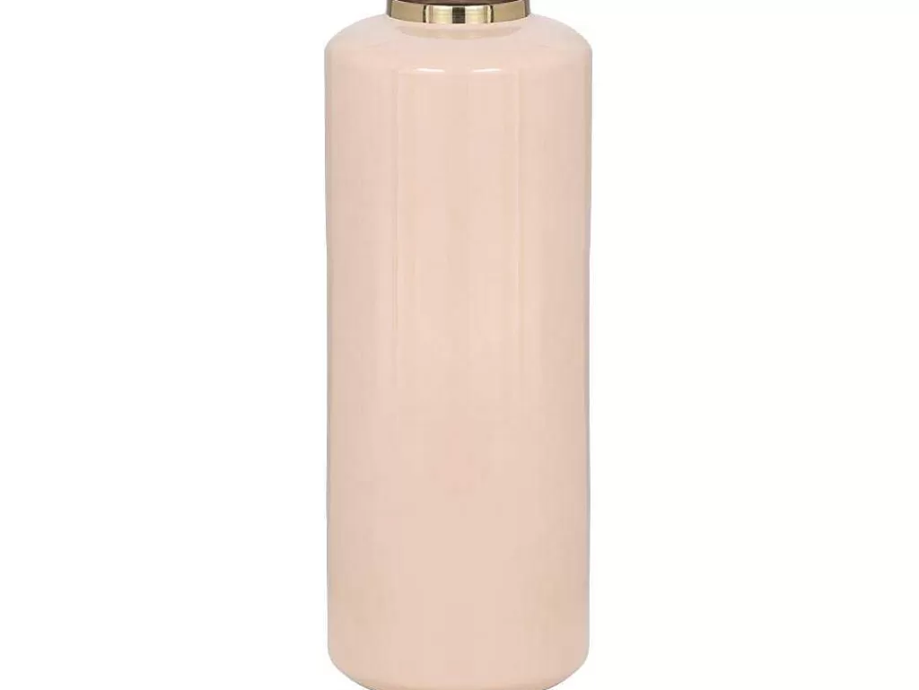 Objeto De Decoração Interior*OZAIA Grande Vaso Em Metal Esmaltado D. 19 X A. 50 Cm Bege E Dourado - Goriat