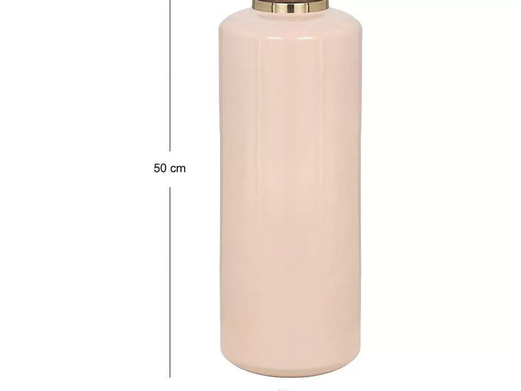 Objeto De Decoração Interior*OZAIA Grande Vaso Em Metal Esmaltado D. 19 X A. 50 Cm Bege E Dourado - Goriat