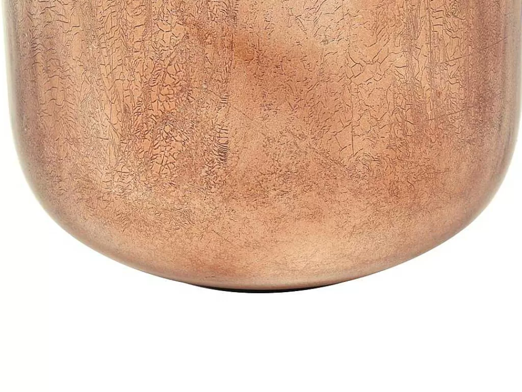 Objeto De Decoração Interior*OZAIA Grande Vaso Em Metal Esmaltado D. 30 X A. 82 Cm Terracota E Folha Acobreada - Perlin
