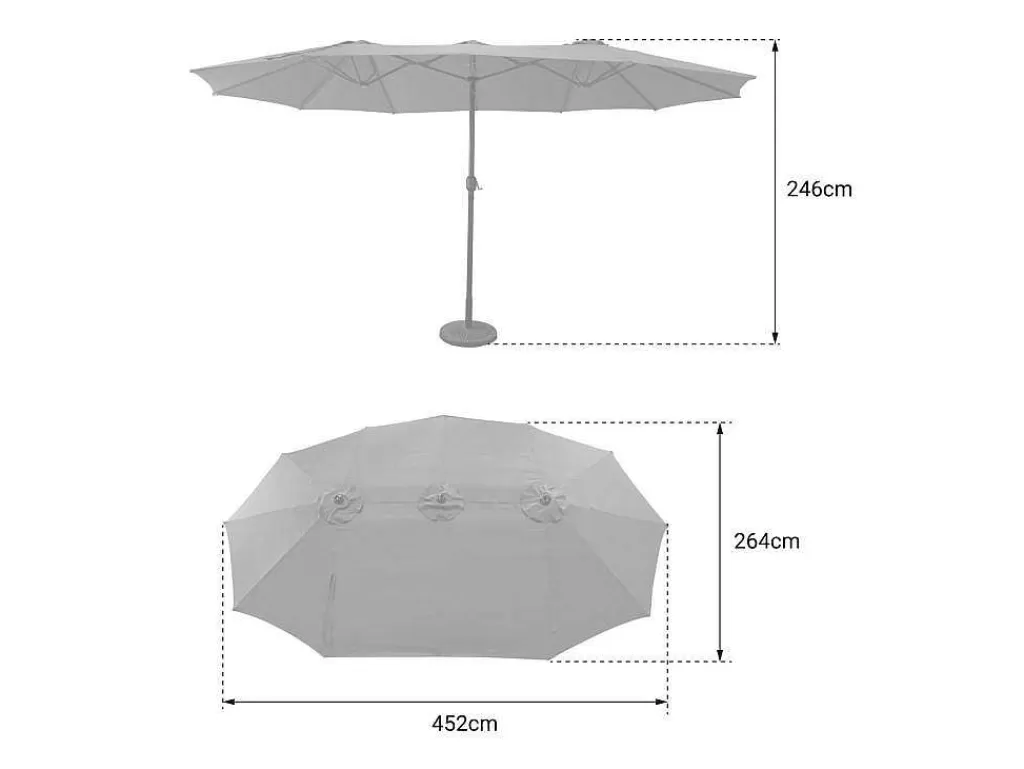 Guarda Sol*Happy Garden Guarda-Chuva Duplo 2,7X4,6M Linai Cinza