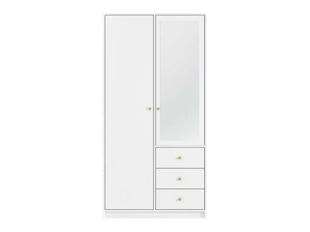 Armário E Roupeiro*Vente-unique Guarda-Roupa 2 Portas E 3 Gavetas Com Espelho C100 Cm Branco - Notiari