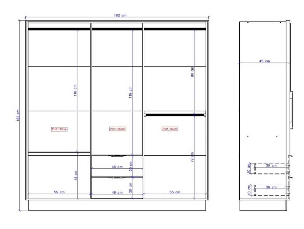 Armário E Roupeiro*Vente-unique Guarda-Roupa 6 Portas E 2 Gavetas C162 Branco - Feova