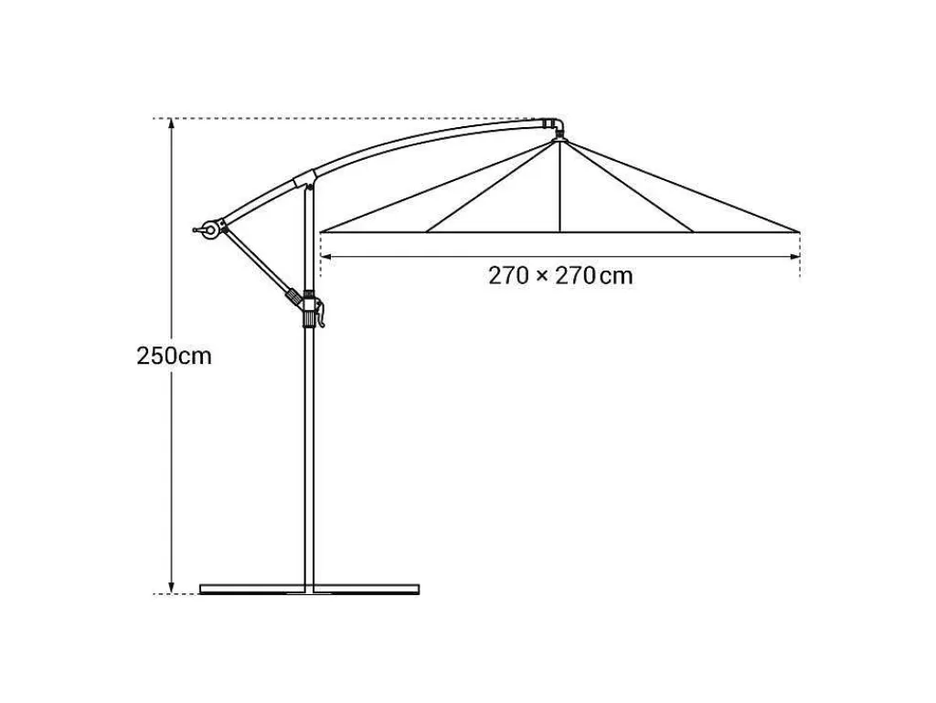 Guarda Sol*Happy Garden Guarda-Sol Offset Molokai Quadrado 2,7X2,7M Cinzento