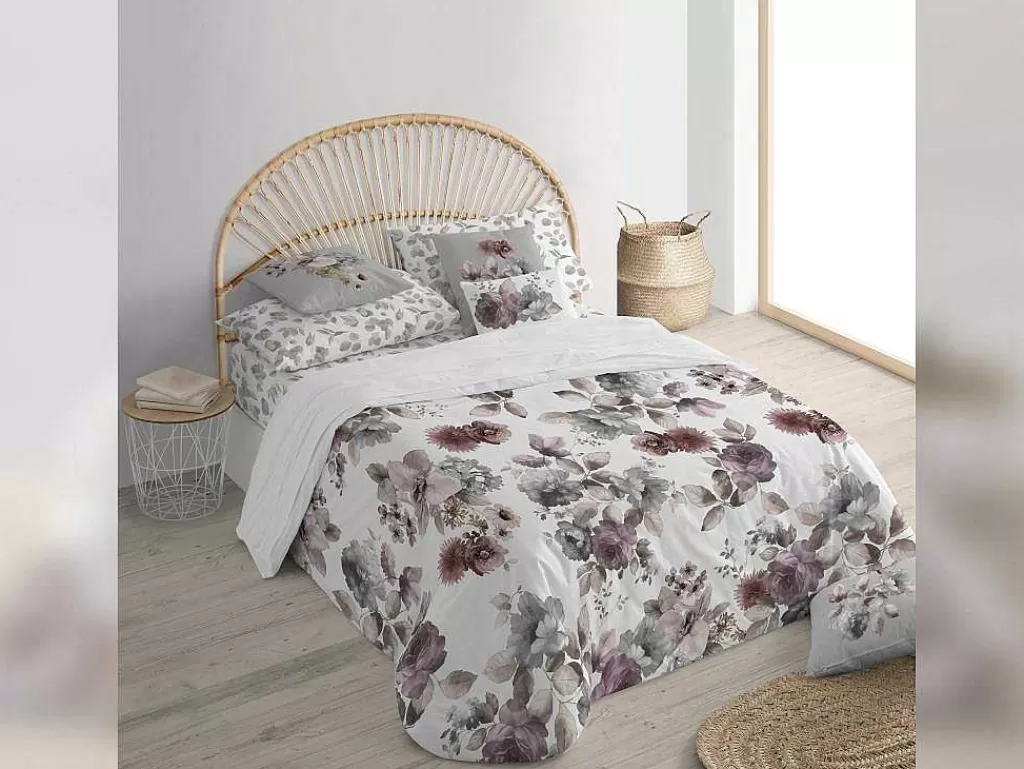 Roupa De Cama*Purline Housse De Couette 100% Coton 1 Piece Blanc A Motifs Fleuris 180X240
