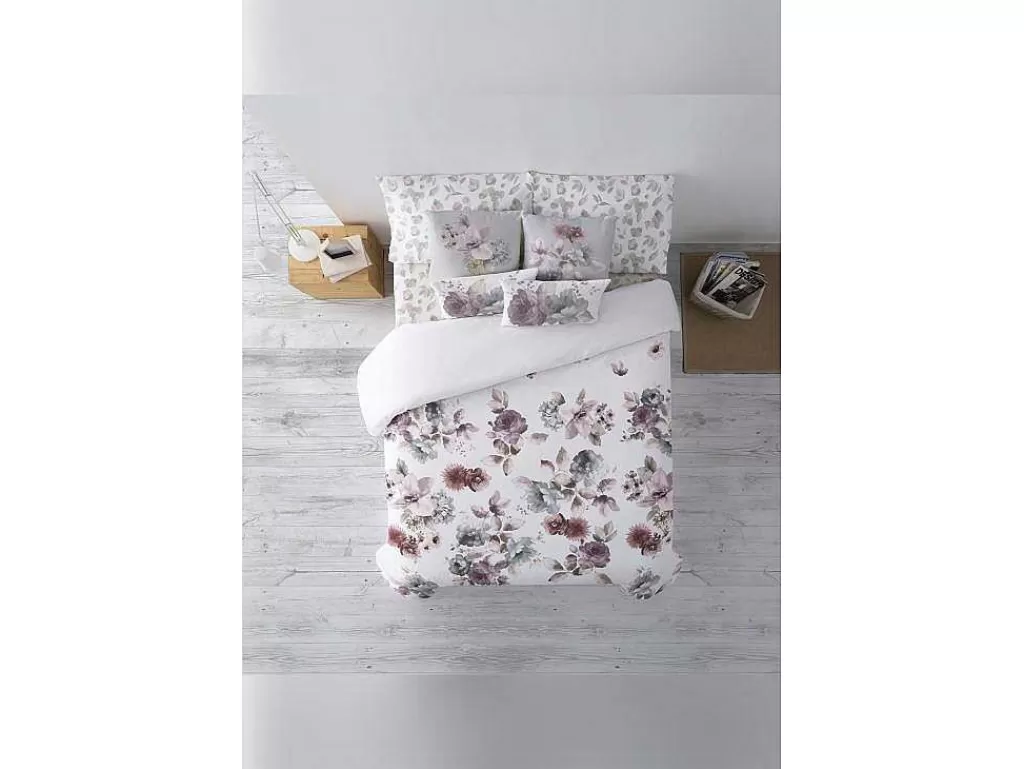 Roupa De Cama*Purline Housse De Couette 100% Coton 1 Piece Blanc A Motifs Fleuris 180X240
