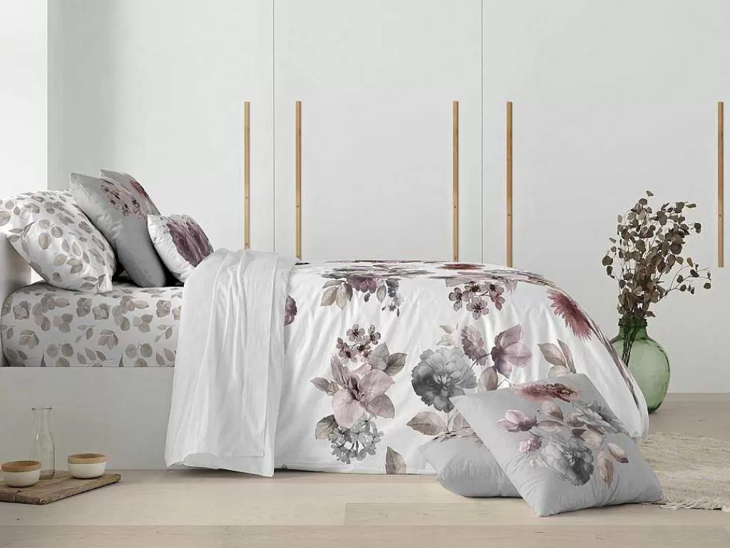 Roupa De Cama*Purline Housse De Couette 100% Coton 1 Piece Blanc A Motifs Fleuris 180X240