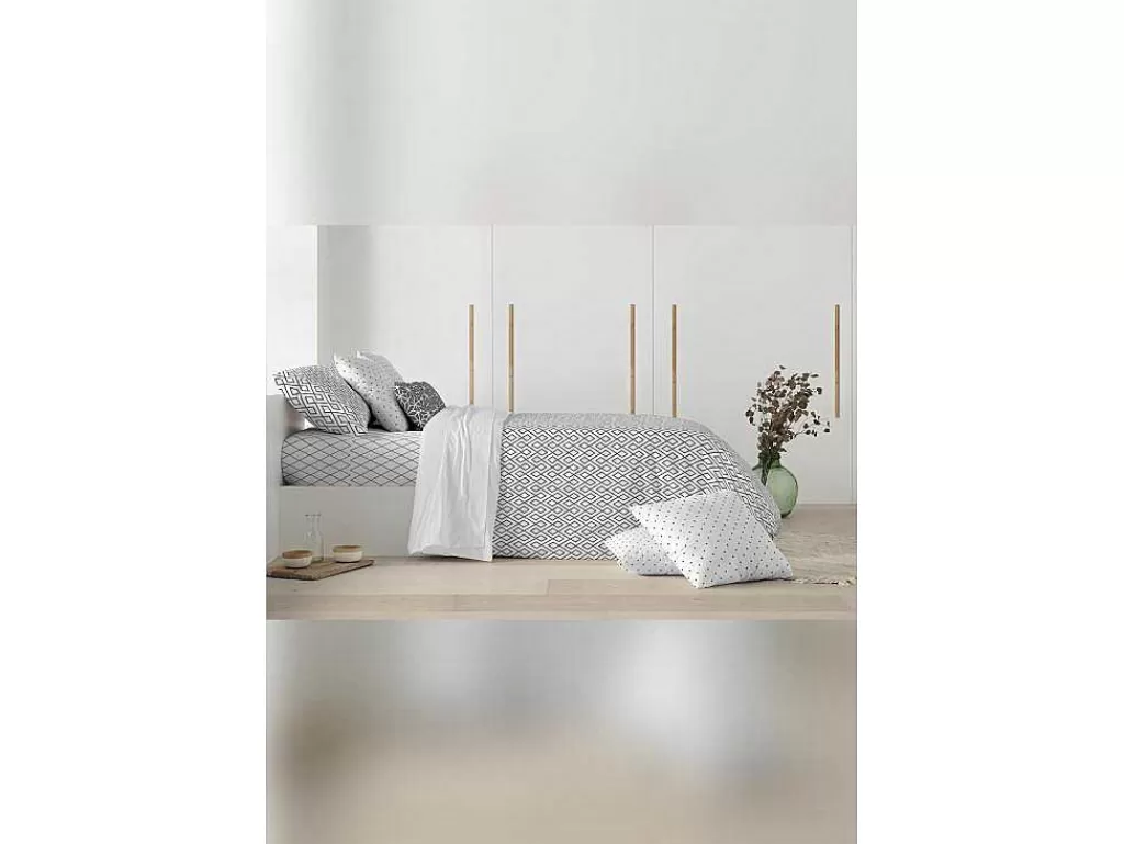 Roupa De Cama*Purline Housse De Couette 100% Coton 1 Piece Gris A Motifs Blancs 260X240