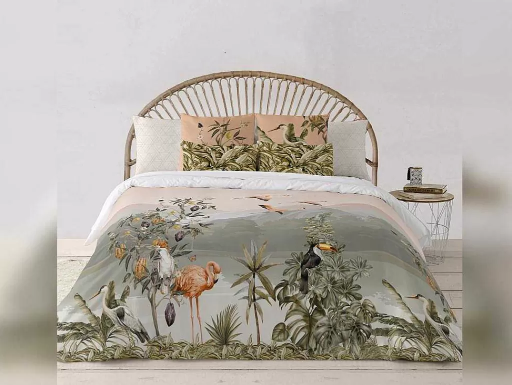 Roupa De Cama*Purline Housse De Couette 100% Coton 1 Piece Rose Paysage 155X240