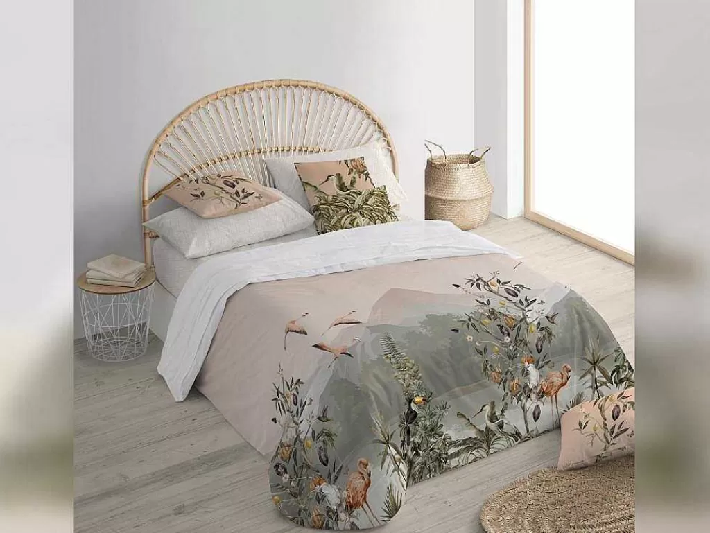 Roupa De Cama*Purline Housse De Couette 100% Coton 1 Piece Rose Paysage 200X240
